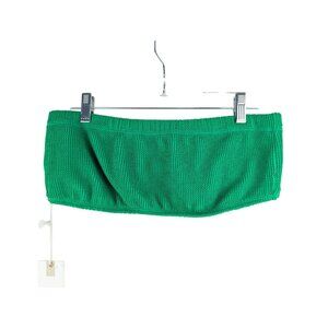 Good American Swim Womens 5/6 Summer Green Crinkle Basic Bandeau NWT $49